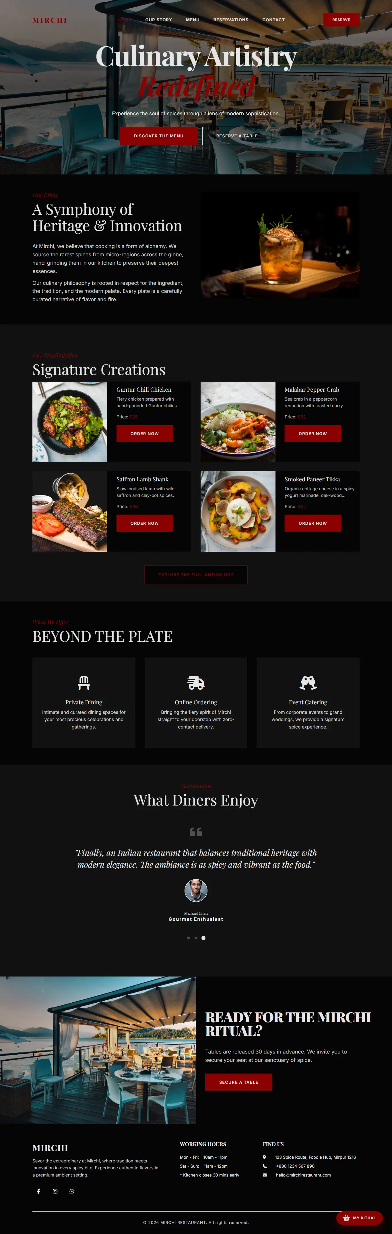 Mirchi Restaurant – Restaurant Website